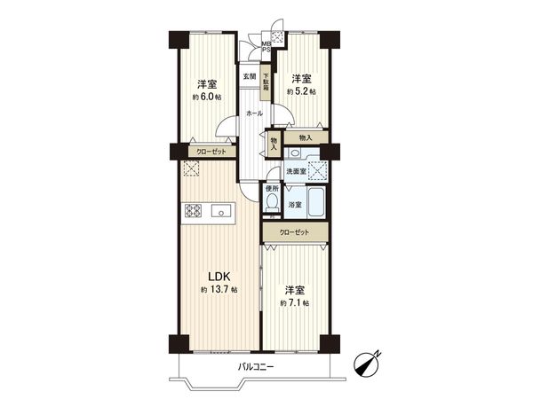 ソフィア上尾 B棟 間取図(平面図) ソフィア上尾 B棟 間取図(平面図)