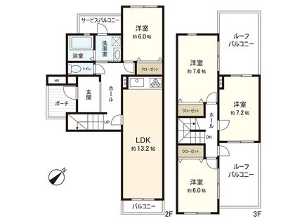 シティハウス北本 4号棟 間取図(平面図) 間取図(平面図)