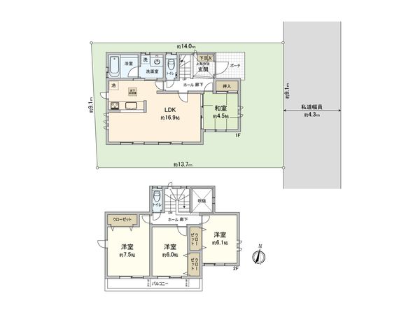 上尾市大字瓦葺 間取図(平面図)