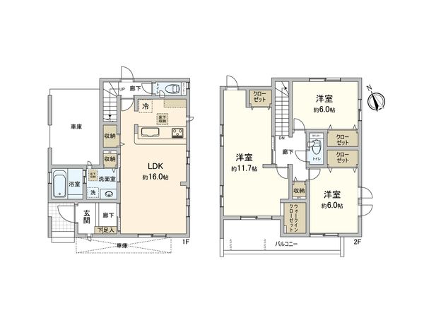 さいたま市見沼区東大宮3丁目 1号棟 間取図(平面図)