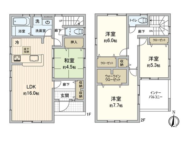 蓮田市見沼町 2号棟 間取図(平面図)