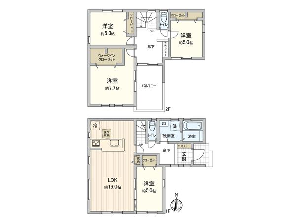蓮田市見沼町 1号棟 間取図(平面図) 間取図(平面図)