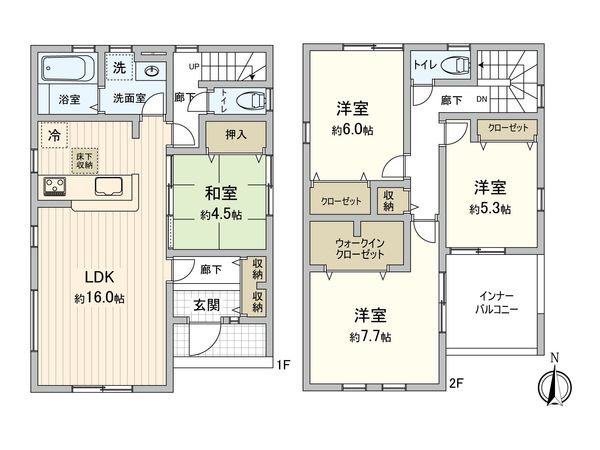 蓮田市見沼町 2号棟 間取図(平面図) 蓮田市見沼町 2号棟 間取図(平面図)