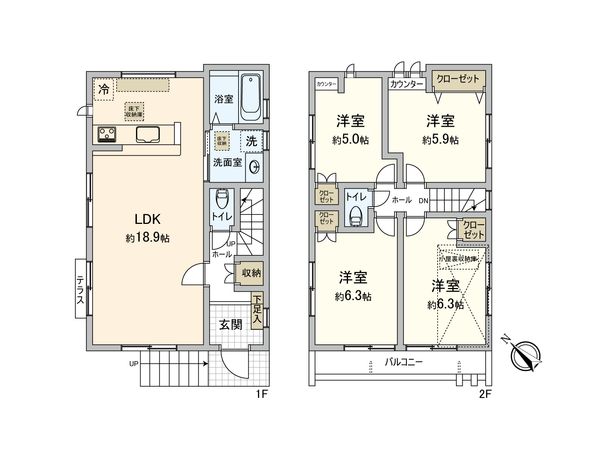 さいたま市見沼区東大宮2丁目 1号棟 間取図(平面図) さいたま市見沼区東大宮2丁目 1号棟 間取図(平面図)