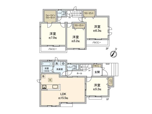さいたま市岩槻区加倉1丁目 1号棟 間取図(平面図) さいたま市岩槻区加倉1丁目 1号棟 間取図(平面図)