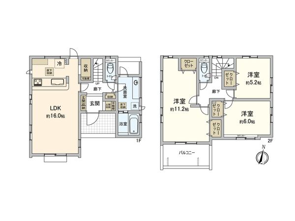 上尾市大字瓦葺 2号棟 間取図(平面図)