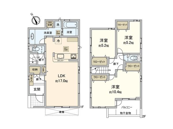 さいたま市見沼区東大宮2丁目 1号棟 間取図(平面図)