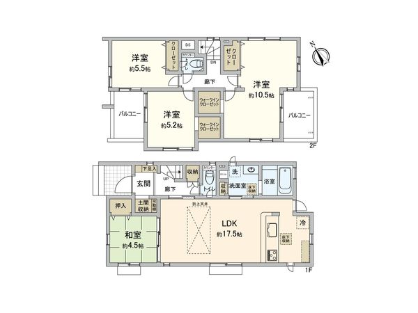 久喜市青毛1丁目 4号棟 間取図(平面図) 久喜市青毛1丁目 4号棟 間取図(平面図)