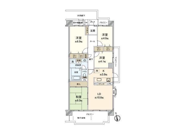 プロムナード大宮春野 A-参番館 間取図(平面図) プロムナード大宮春野 A-参番館 間取図(平面図)