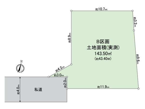 所沢市上安松 土地B区画 区画図 所沢市上安松 土地B区画 区画図