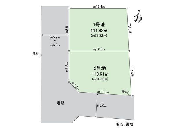 所沢市北秋津 北秋津・上安松土地区画整理事業地内(仮換地)2区画 区画図