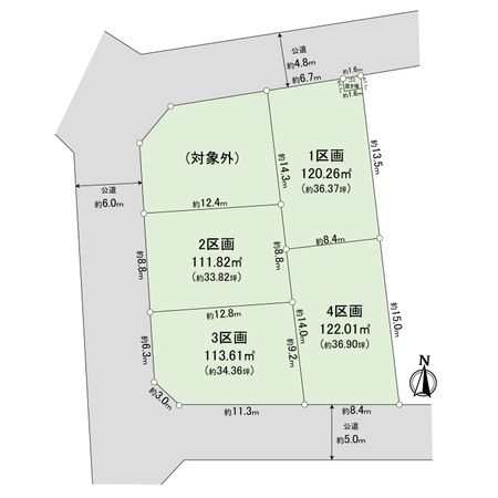 所沢市大字北秋津 土地 区画図 所沢市大字北秋津 土地 区画図