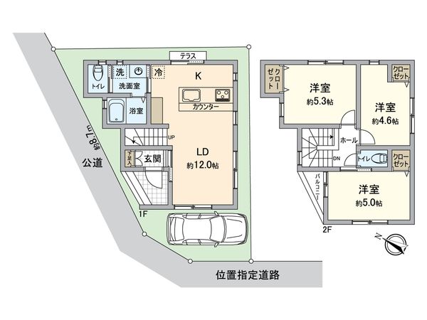 所沢市西狭山ケ丘2丁目 新築戸建 間取図(平面図) 所沢市西狭山ケ丘2丁目 新築戸建 間取図(平面図)