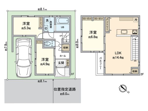 狭山市水野 新築戸建 間取図(平面図) 狭山市水野 新築戸建 間取図(平面図)