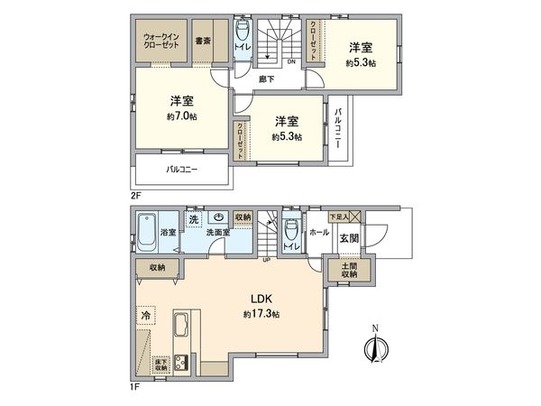 狭山市水野 新築戸建2号棟 間取図(平面図) 狭山市水野 新築戸建2号棟 間取図(平面図)
