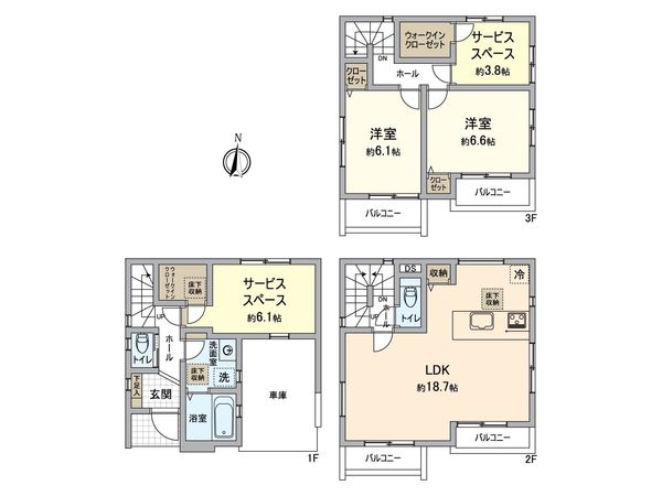 所沢市緑町4丁目 新築戸建 1号棟 間取図(平面図) 所沢市緑町4丁目 新築戸建 1号棟 間取図(平面図)