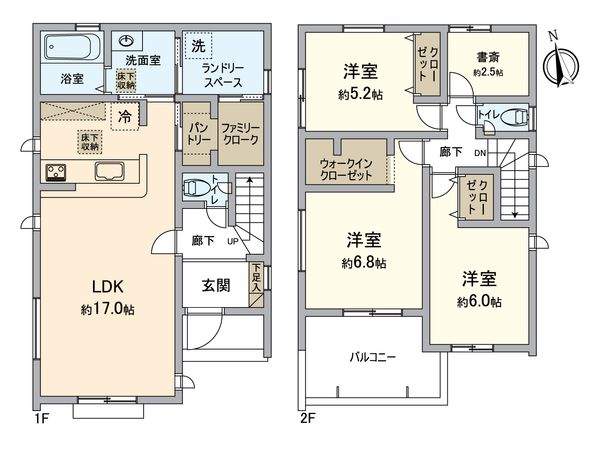 所沢市上新井2丁目 新築戸建 2号棟 間取図(平面図) 所沢市上新井2丁目 新築戸建 2号棟 間取図(平面図)