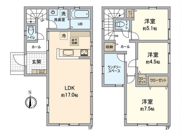 所沢市松郷 新築戸建 間取図(平面図) 所沢市松郷 新築戸建 間取図(平面図)