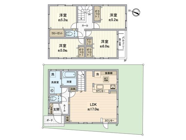 所沢市北秋津 新築戸建 間取図(平面図) 所沢市北秋津 新築戸建 間取図(平面図)