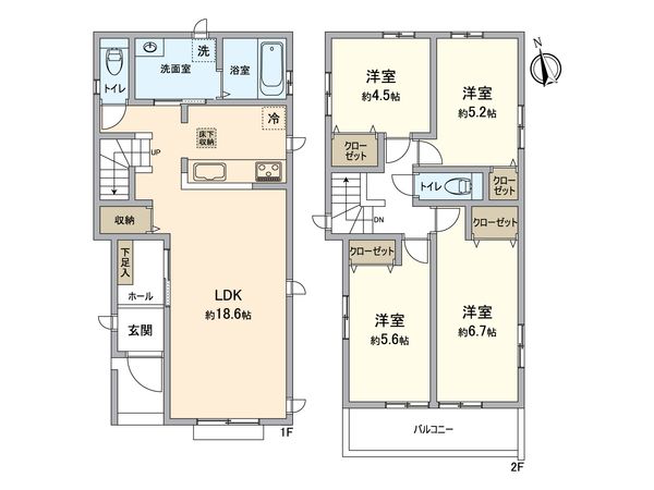 所沢市上新井2丁目 新築戸建 B号棟 間取図(平面図) 所沢市上新井2丁目 新築戸建 B号棟 間取図(平面図)