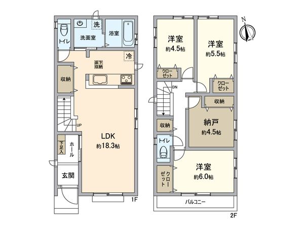 所沢市上新井2丁目 新築戸建 C号棟 間取図(平面図) 所沢市上新井2丁目 新築戸建 C号棟 間取図(平面図)