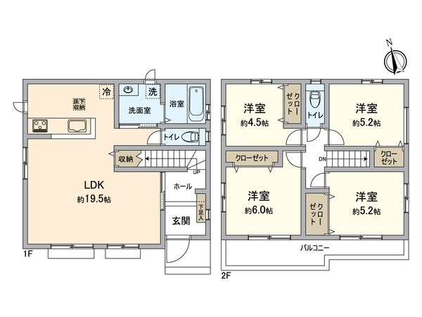 所沢市上新井2丁目 新築戸建 D号棟 間取図(平面図) 所沢市上新井2丁目 新築戸建 D号棟 間取図(平面図)