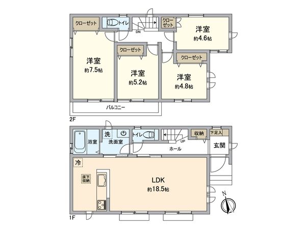 所沢市上新井2丁目 新築戸建 F号棟 間取図(平面図) 所沢市上新井2丁目 新築戸建 F号棟 間取図(平面図)