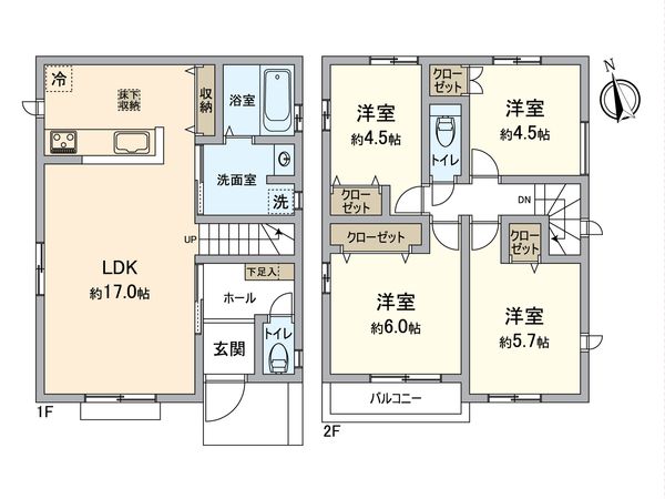所沢市上新井2丁目 新築戸建 G号棟 間取図(平面図)