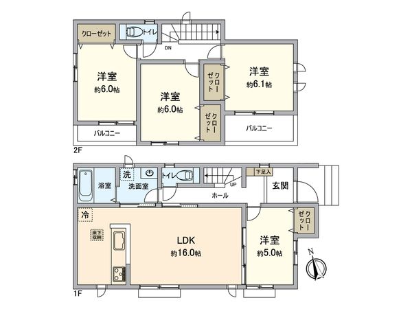 所沢市上新井2丁目 新築戸建 H号棟 間取図(平面図)