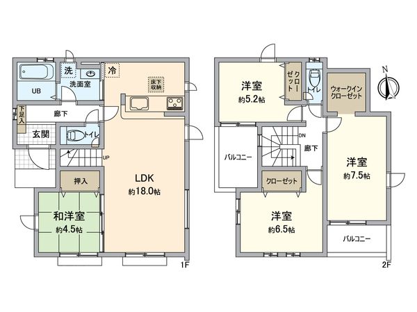 所沢市山口 新築戸建2号棟 間取図(平面図) 所沢市山口 新築戸建2号棟 間取図(平面図)