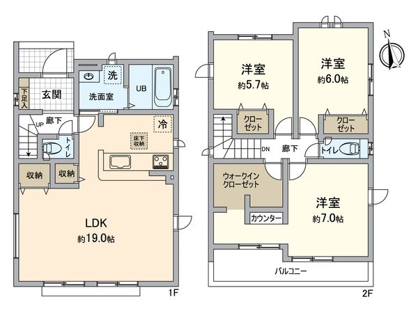 所沢市山口 新築戸建5号棟 間取図(平面図) 所沢市山口 新築戸建5号棟 間取図(平面図)