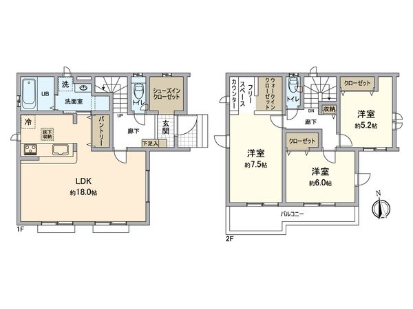 所沢市山口 新築戸建8号棟 間取図(平面図) 所沢市山口 新築戸建8号棟 間取図(平面図)