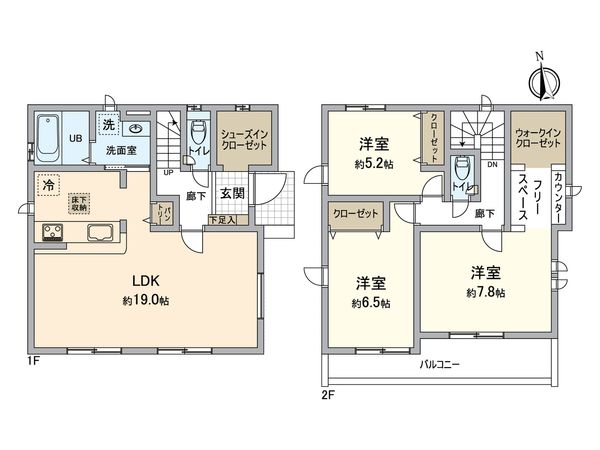 所沢市山口 新築戸建10号棟 間取図(平面図) 所沢市山口 新築戸建10号棟 間取図(平面図)