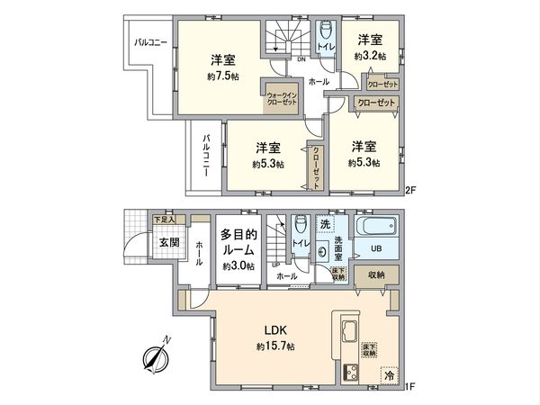 狭山市水野 新築戸建 間取図(平面図) 狭山市水野 新築戸建 間取図(平面図)