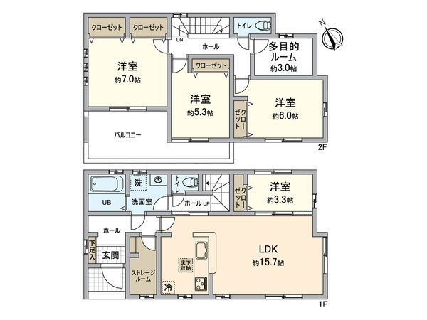 所沢市上新井2丁目 新築戸建 3号棟 間取図(平面図) 所沢市上新井2丁目 新築戸建 3号棟 間取図(平面図)