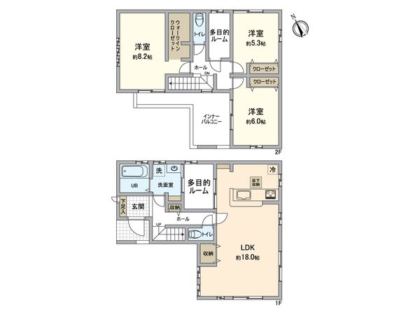 所沢市上新井2丁目 新築戸建 4号棟 間取図(平面図) 所沢市上新井2丁目 新築戸建 4号棟 間取図(平面図)