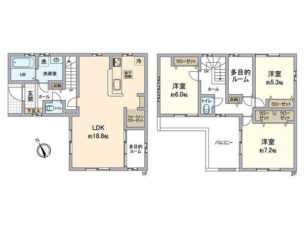 所沢市上新井2丁目 新築戸建 5号棟 間取図(平面図) 所沢市上新井2丁目 新築戸建 5号棟 間取図(平面図)