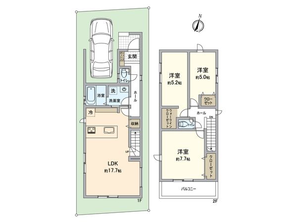 所沢市けやき台1丁目 新築戸建 2号棟 間取図(平面図)