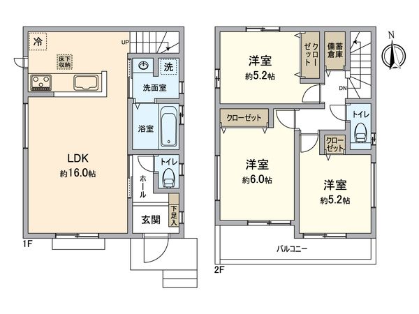 所沢市岩岡町 新築戸建 1号棟 間取図(平面図)