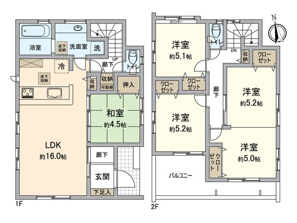 所沢市小手指町4丁目 新築1号棟 間取図(平面図) 所沢市小手指町4丁目 新築1号棟 間取図(平面図)
