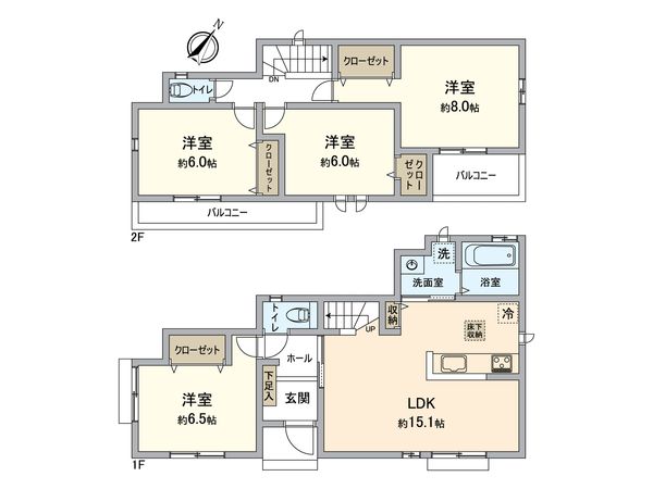 所沢市若狭4丁目 新築戸建 A号棟 間取図(平面図) 間取図(平面図)