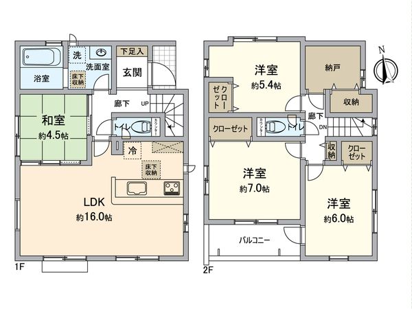 所沢市小手指町4丁目 新築2号棟 間取図(平面図) 所沢市小手指町4丁目 新築2号棟 間取図(平面図)