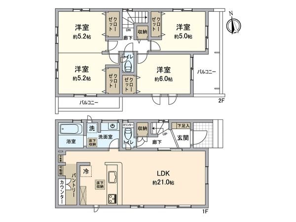 所沢市小手指町4丁目 新築3号棟 間取図(平面図) 所沢市小手指町4丁目 新築3号棟 間取図(平面図)