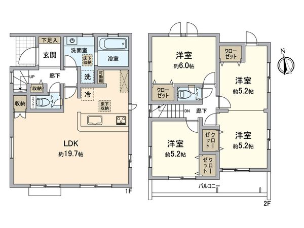 所沢市小手指町4丁目 新築4号棟 間取図(平面図) 所沢市小手指町4丁目 新築4号棟 間取図(平面図)