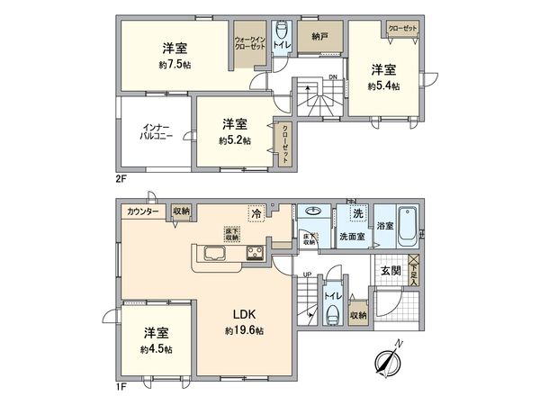 所沢市北岩岡 新築1号棟 間取図(平面図) 所沢市北岩岡 新築1号棟 間取図(平面図)