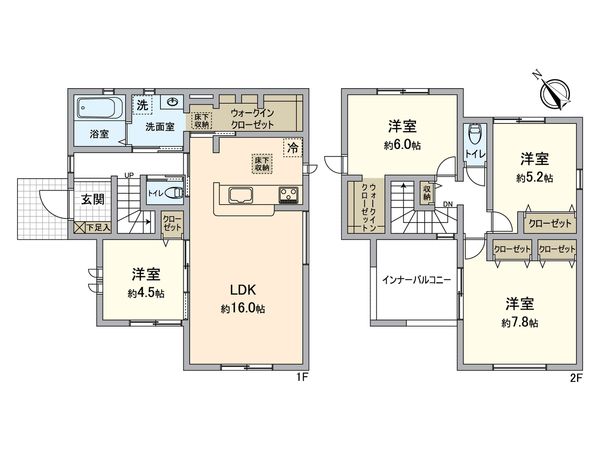 所沢市北野2丁目 新築1号棟 間取図(平面図)