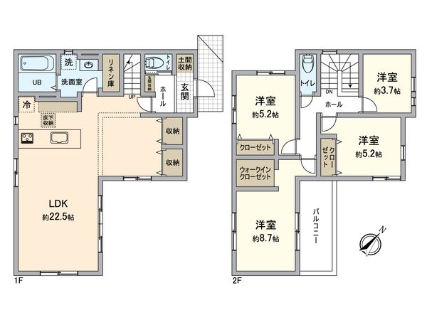 所沢市和ケ原2丁目 新築戸建 間取図(平面図) 所沢市和ケ原2丁目 新築戸建 間取図(平面図)