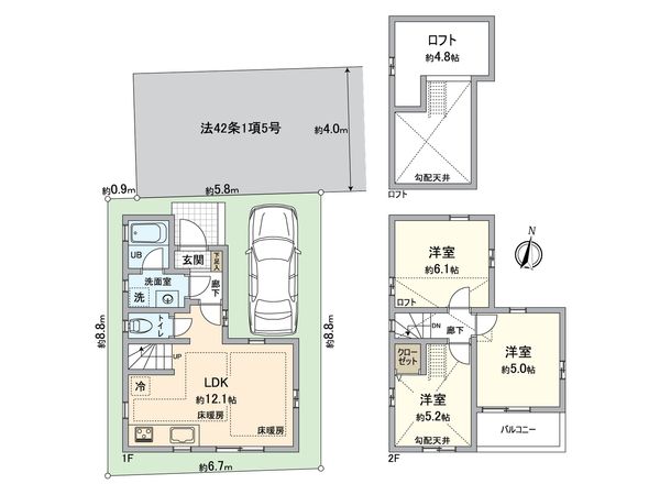 所沢市北秋津 新築戸建 間取図(平面図) 間取図(平面図)