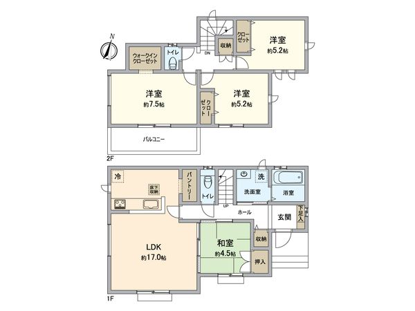 狭山市南入曽 新築1号棟 間取図(平面図) 狭山市南入曽 新築1号棟 間取図(平面図)