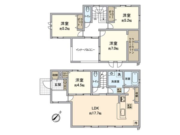 所沢市北野南1丁目 新築3号棟 間取図(平面図) 所沢市北野南1丁目 新築3号棟 間取図(平面図)